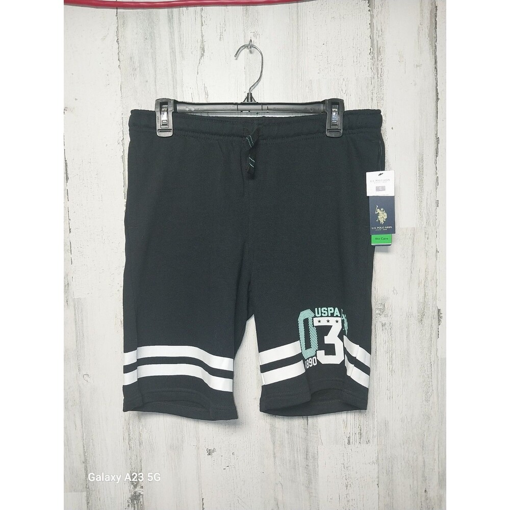 US Polo Assn. Boy's Size 2XL Black Logo Jogger Sweat Shorts